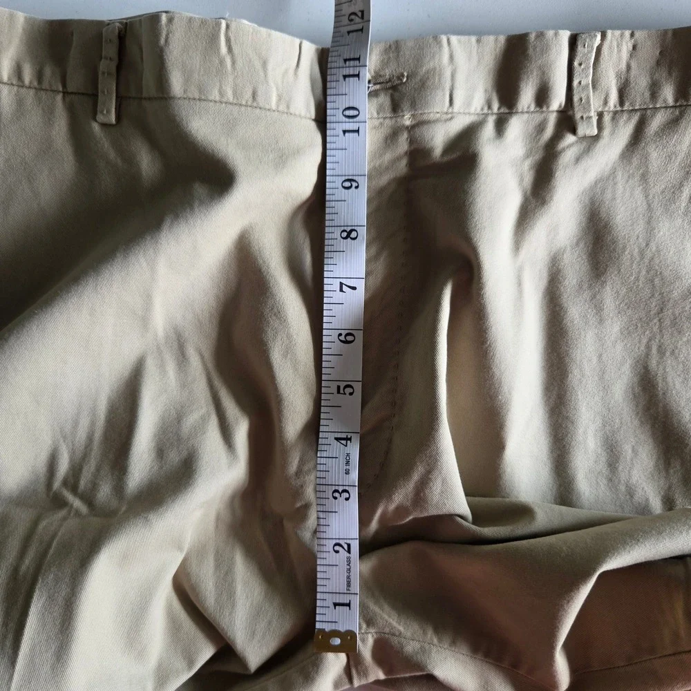 Peter Millar Mens Khaki Chino Shorts Size 40 Flat Front Tan Cotton Twill Golf